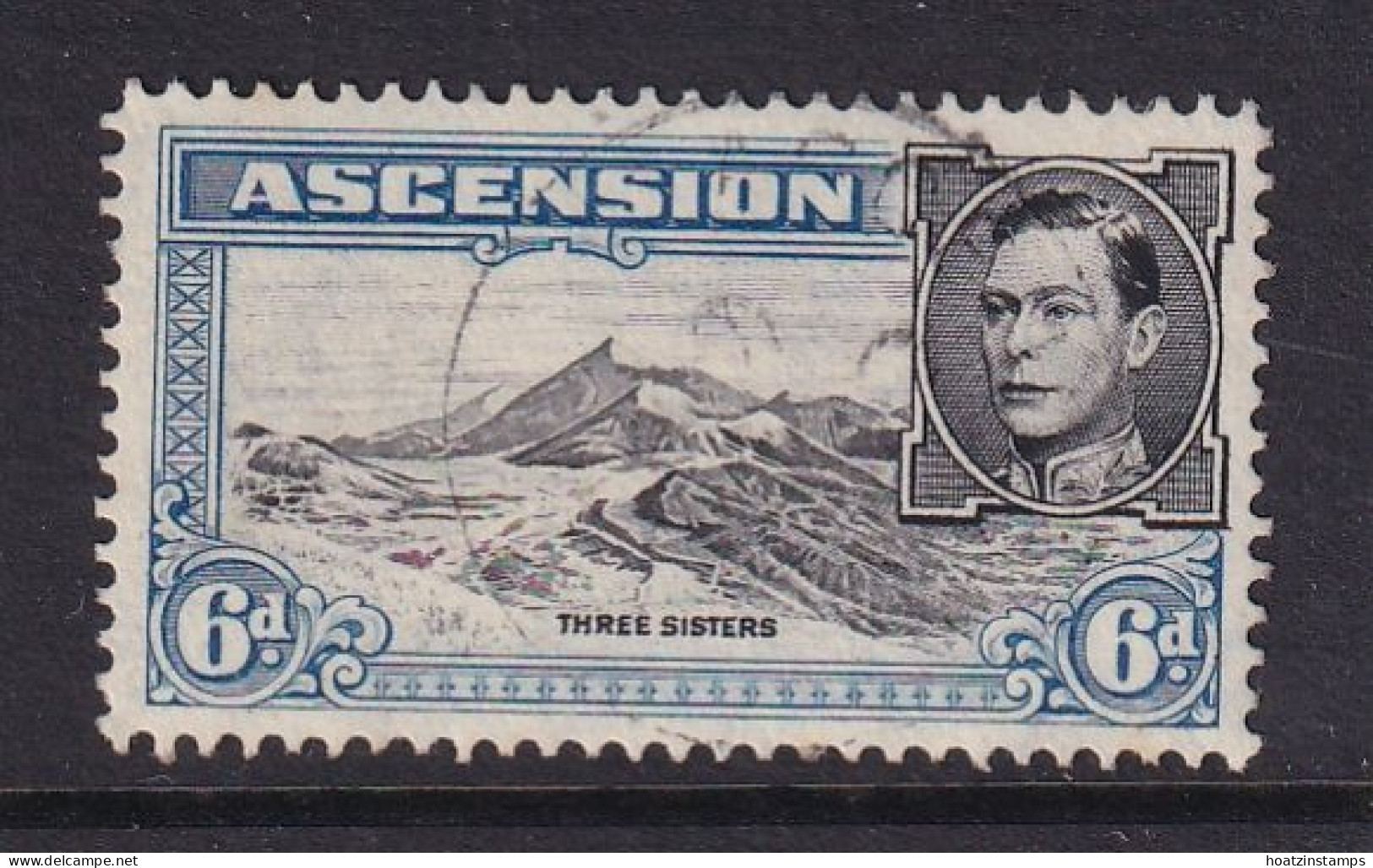 Ascension: 1938/53   KGVI    SG43b    6d   [Perf: 13]  Used - Ascension (Ile De L')