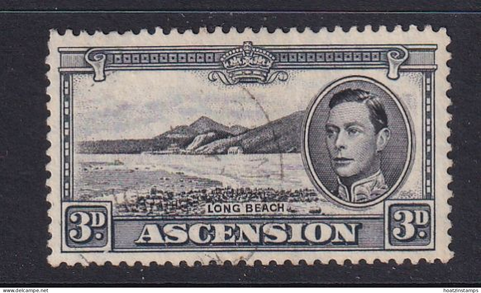 Ascension: 1938/53   KGVI    SG42b    3d  Black & Grey  [Perf: 13]    Used - Ascension (Ile De L')