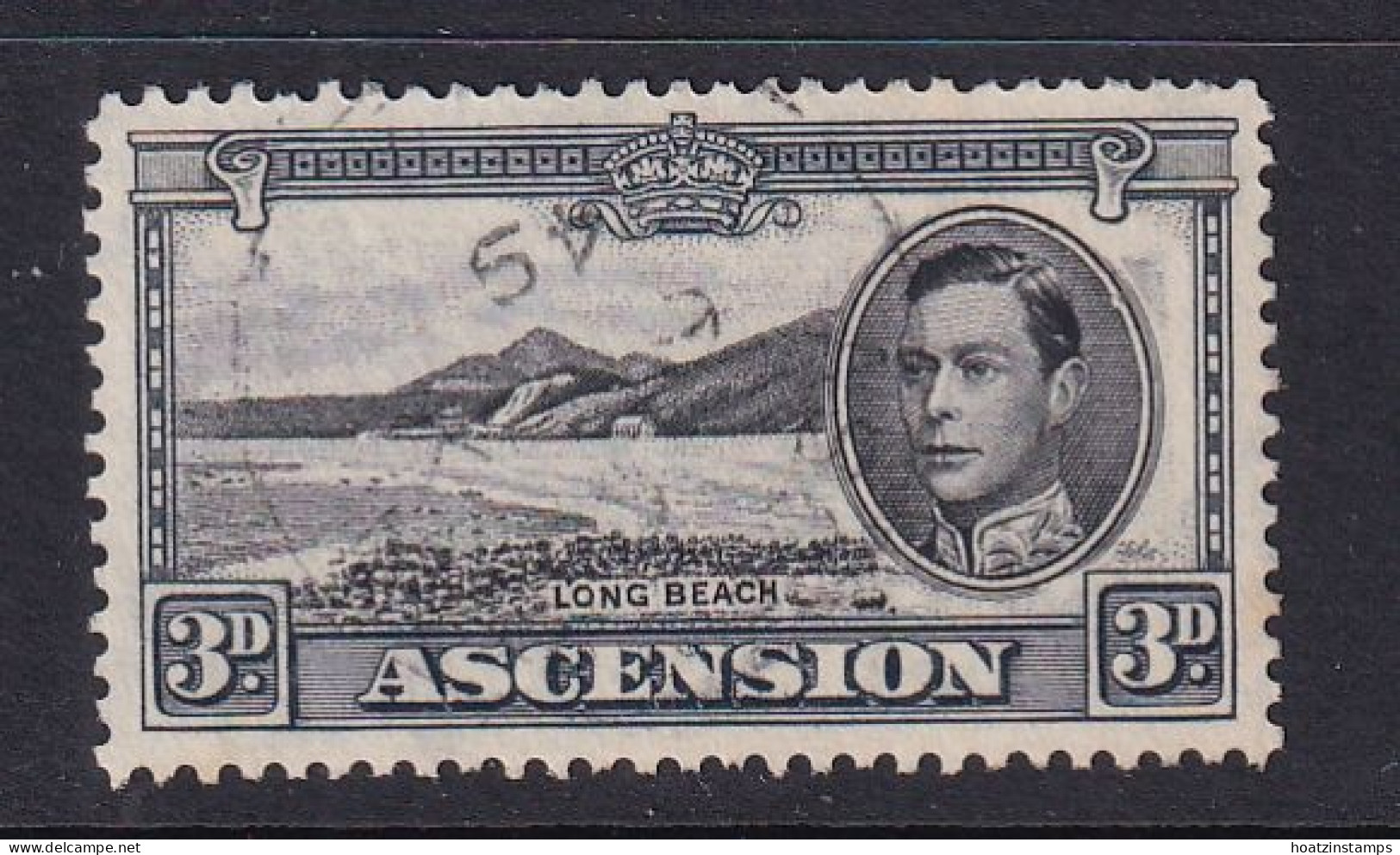 Ascension: 1938/53   KGVI    SG42b    3d  Black & Grey  [Perf: 13]    Used - Ascension (Ile De L')