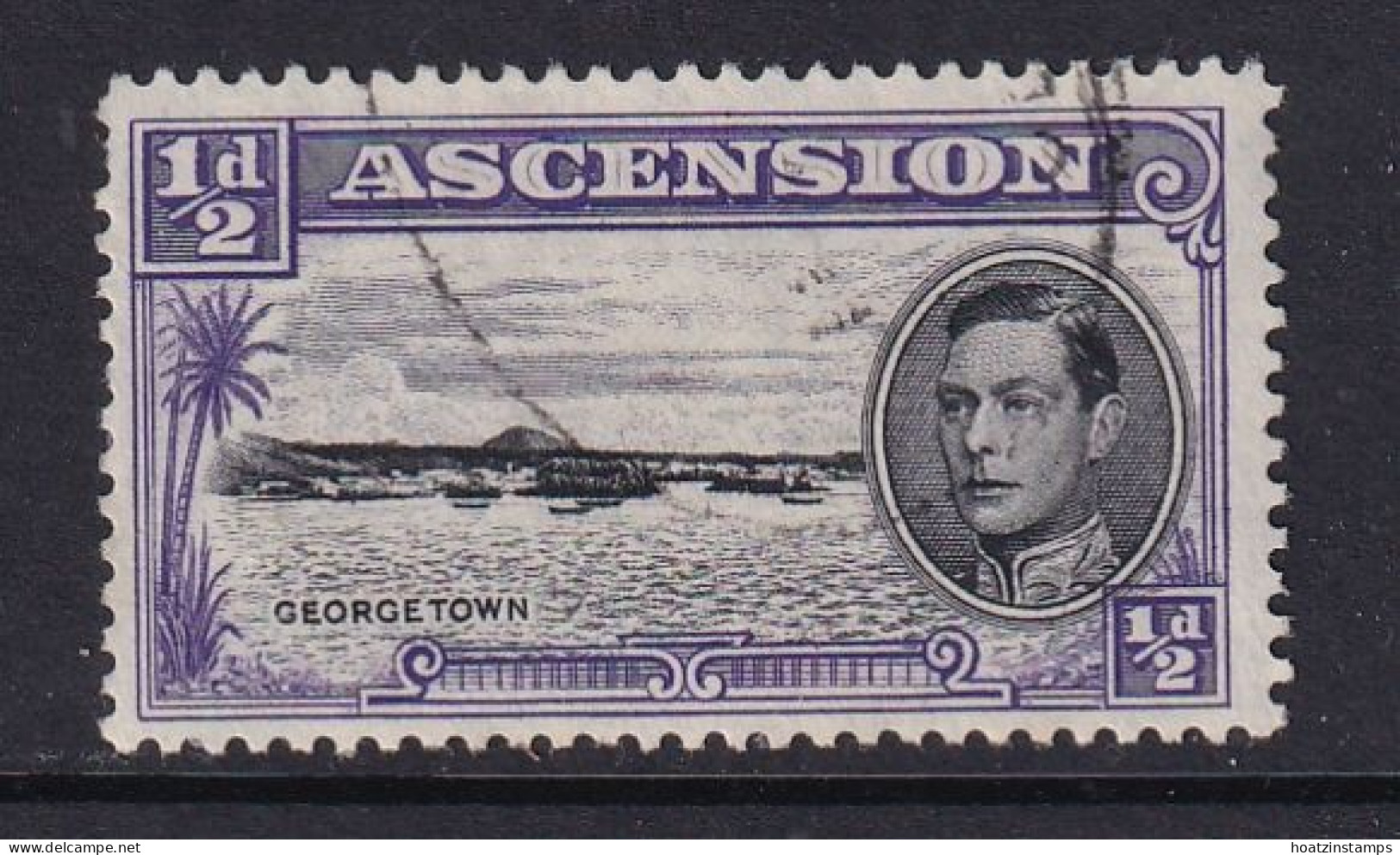 Ascension: 1938/53   KGVI    SG38b    ½d  [Perf: 13]    Used - Ascension (Ile De L')