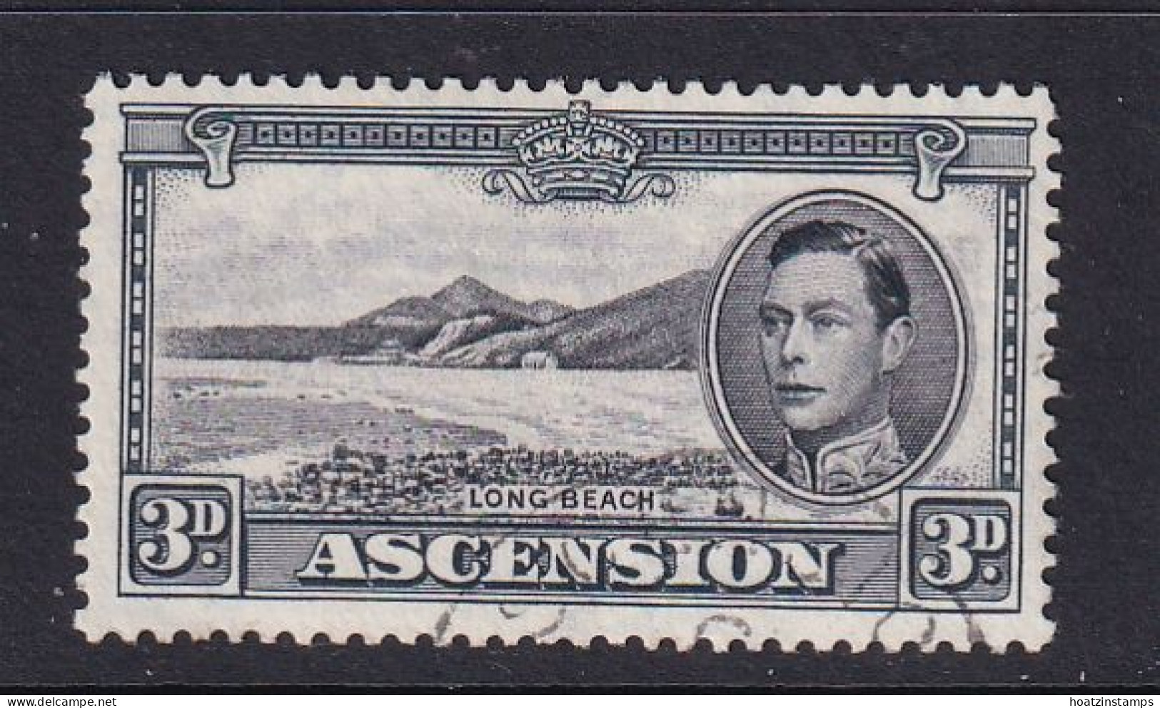 Ascension: 1938/53   KGVI    SG42a    3d   Black & Grey  [Perf: 13½]  Used - Ascensión