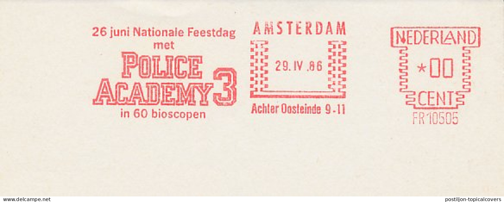 Meter Proof / Test Strip Netherlands 1986 - Frama 10505 Police Academy 3 - Movie - Cinéma