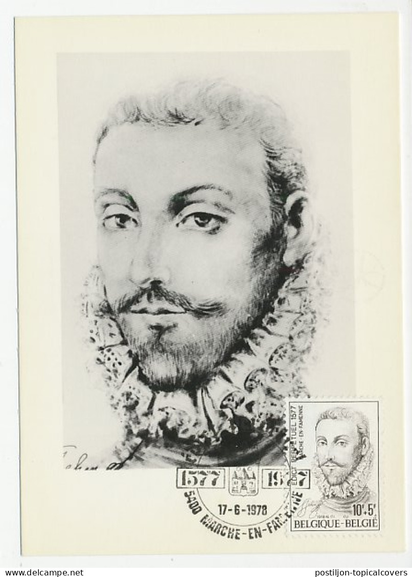 Maximum Card Belgium 1978 Don John Of Austria - Edict Of 1577 - Edict Perpetuel - Andere & Zonder Classificatie