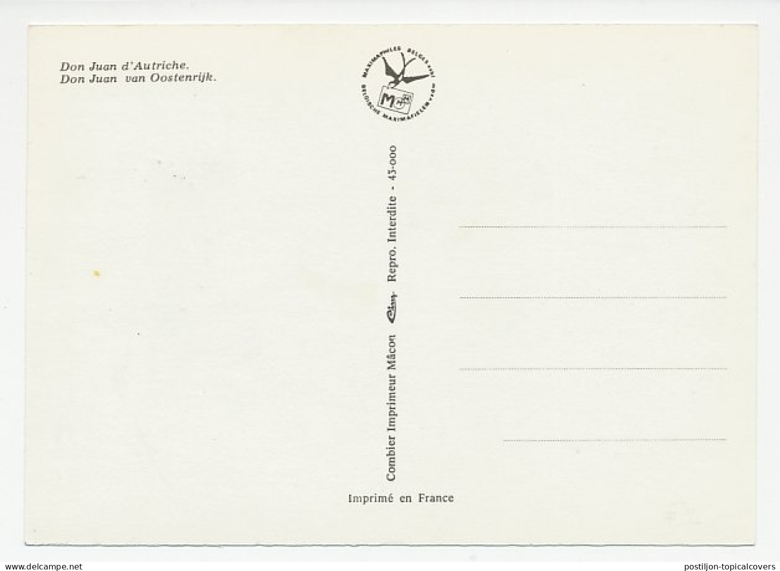 Maximum Card Belgium 1978 Don John Of Austria - Edict Of 1577 - Edict Perpetuel - Andere & Zonder Classificatie