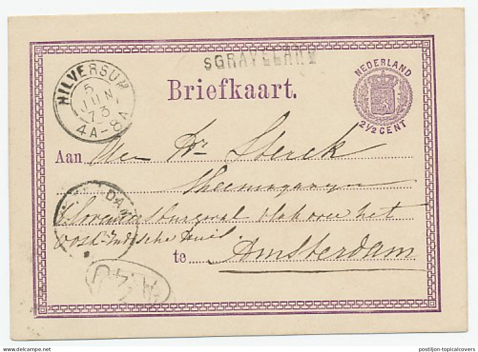 Naamstempel S Graveland 1873 - Lettres & Documents