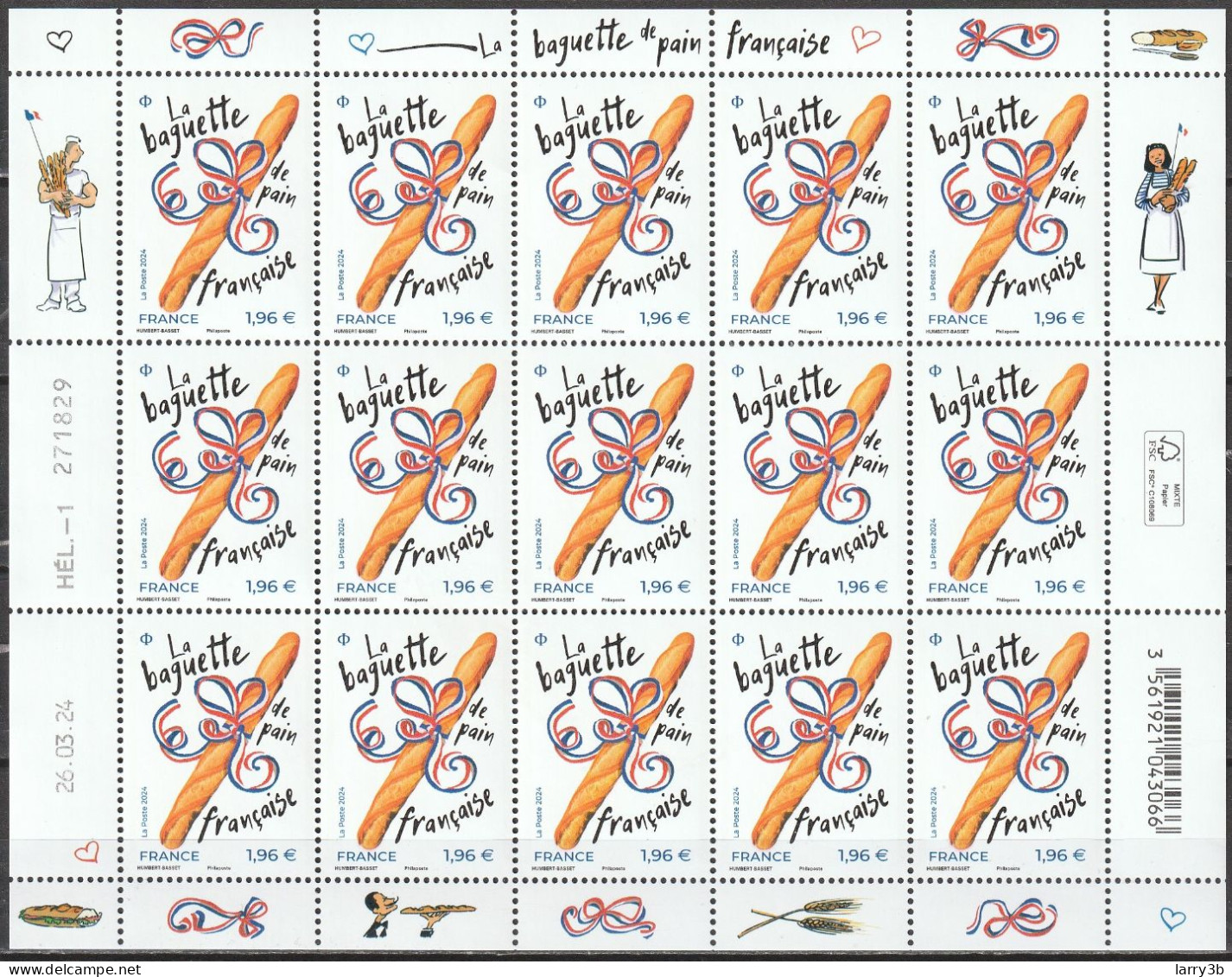 2024 - Y/T 5xxx - "LA BAGUETTE DE PAIN FRANÇAISE" - BLOC FEUILLET 15 TIMBRES - NEUF ** MNH - Neufs