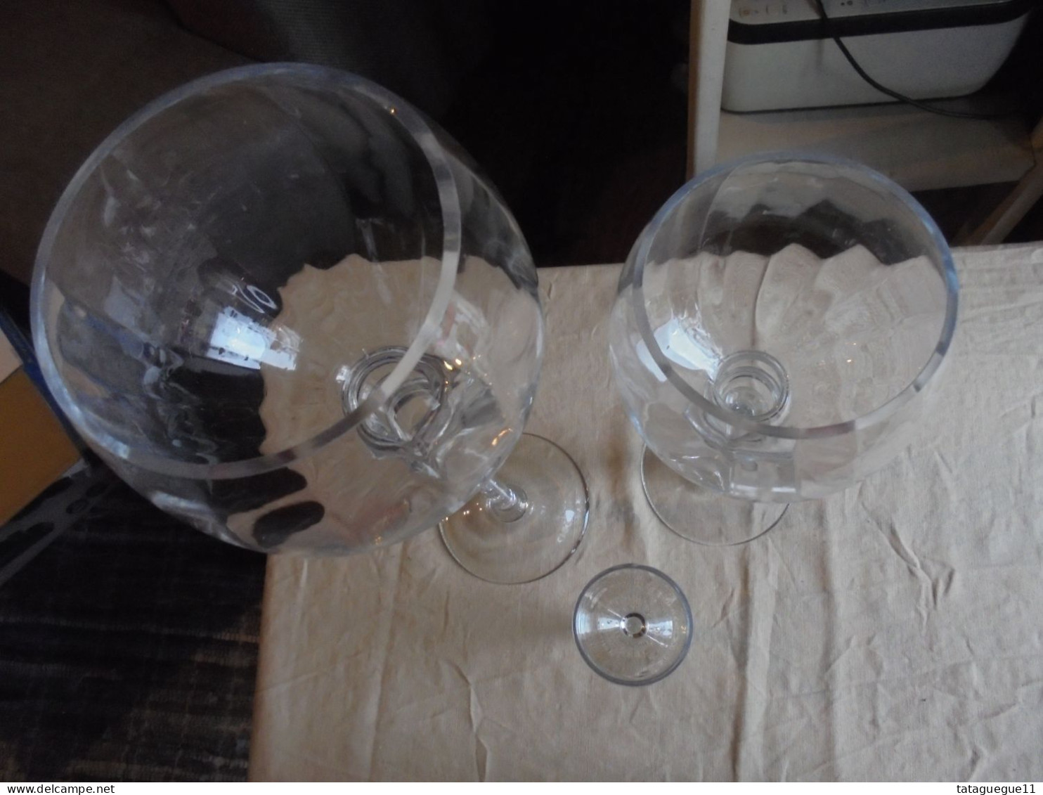 Ancien - 2 Grands verres ballon photophores sur pieds en verre