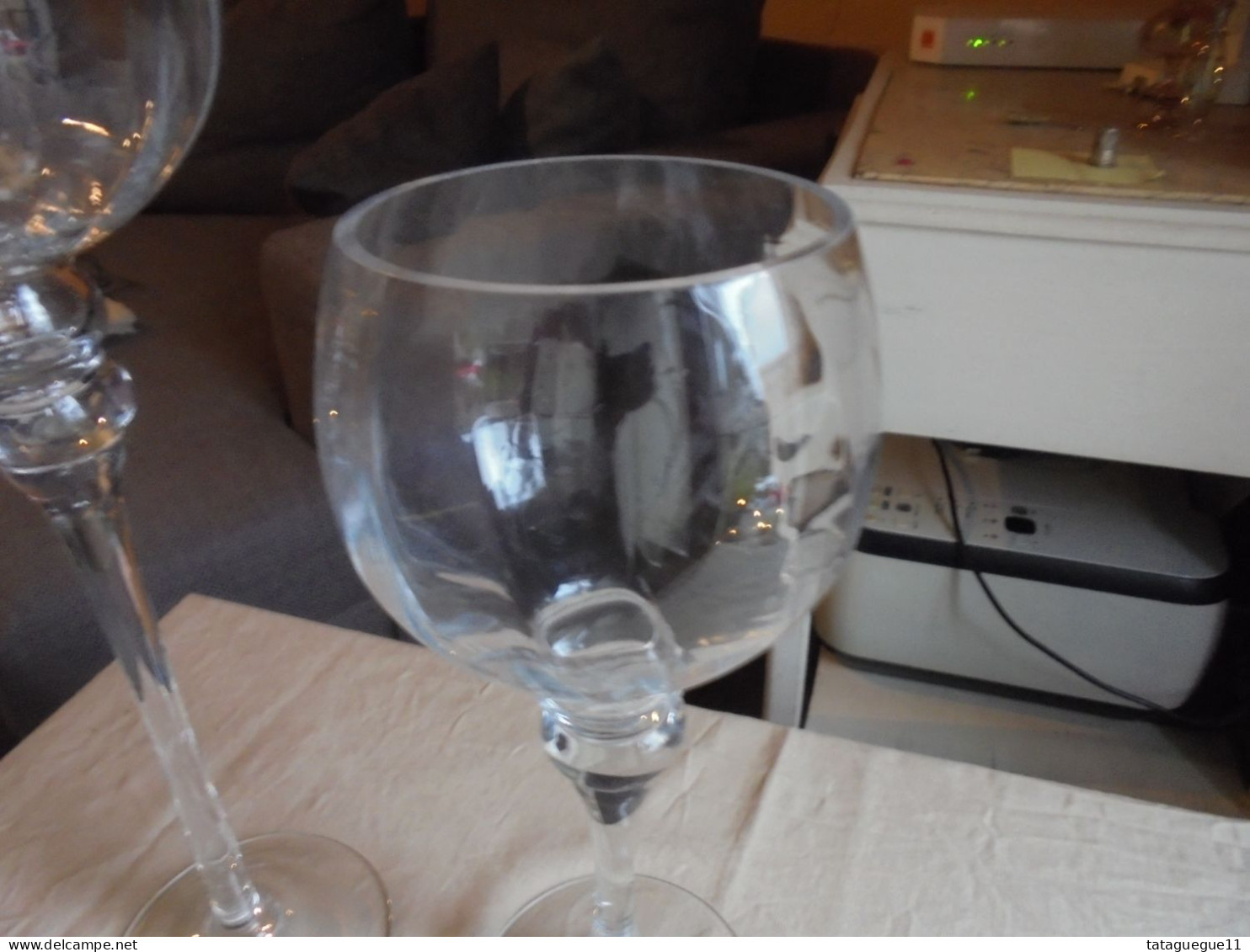Ancien - 2 Grands verres ballon photophores sur pieds en verre