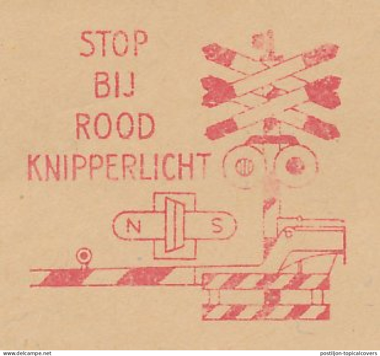 Meter Cover Netherlands 1959 - Postalia 516 NS - Dutch Railways - Stop At Red Flashing Light - Treni