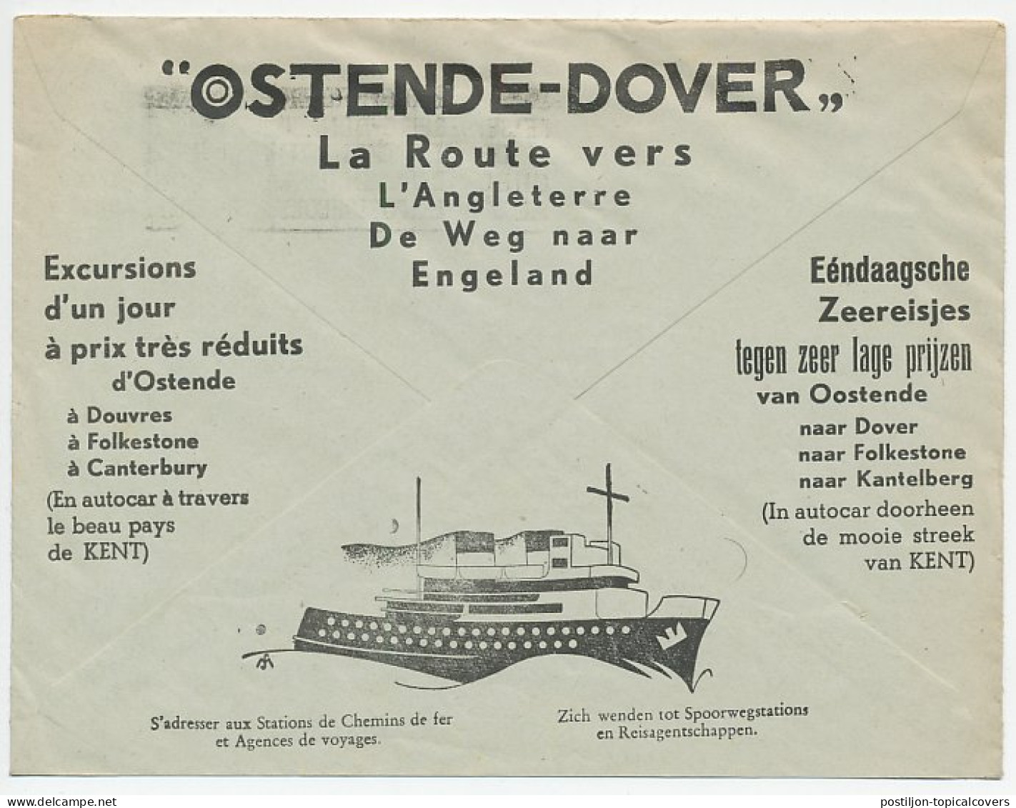 Postal Cheque Cover Belgium 1938 Medical Instruments - Ferry Boat - Oostende - Dover - Other & Unclassified