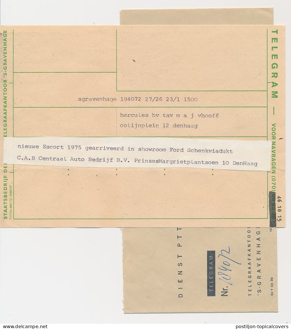 Telegram Locaal Te Den Haag 1975 - Zonder Classificatie