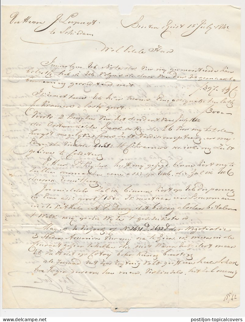 Zeist - Schiedam 1842 Begeleidingsbrief - Met Een Bloempot Annex - ...-1852 Préphilatélie