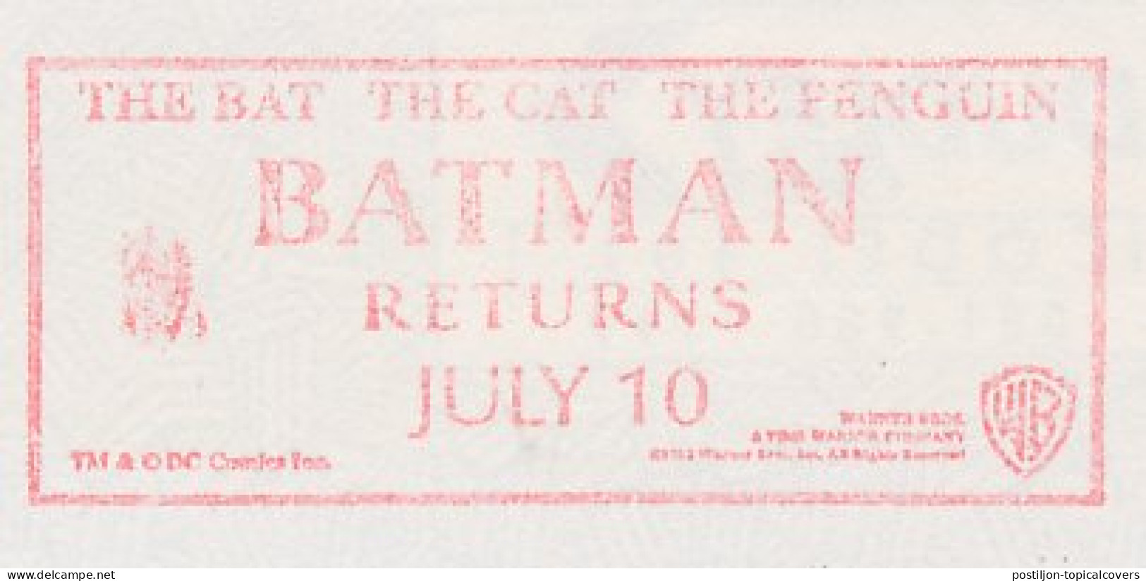 Meter Cut GB / UK 1992 Batman Returns - The Bat The Cat The Penguin - Movie - Cinéma