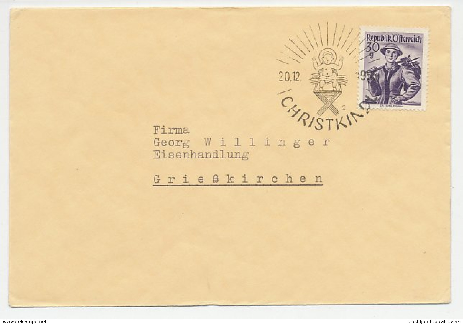 Cover / Postmark Austria 1955 Christkindl - Noël