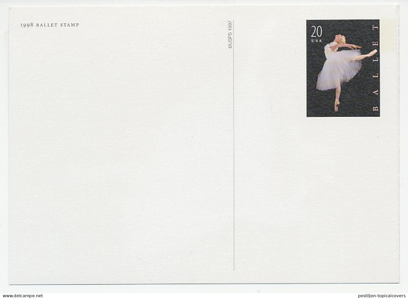 Postal Stationery USA 1998 Ballet - Ballerina - Dans