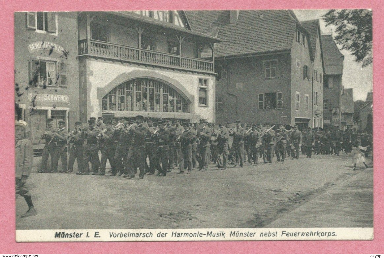 68 - MUNSTER - Vorbeimarsch Der Harmonie-Musik Münster Nebst Feuerwehrkorps - Pompiers - Munster