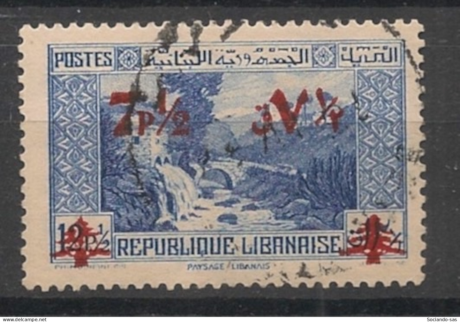 GRAND LIBAN - 1943-45 - N°YT. 185 - 7pi50 Sur 12pi50 Outremer - Oblitéré / Used - Oblitérés
