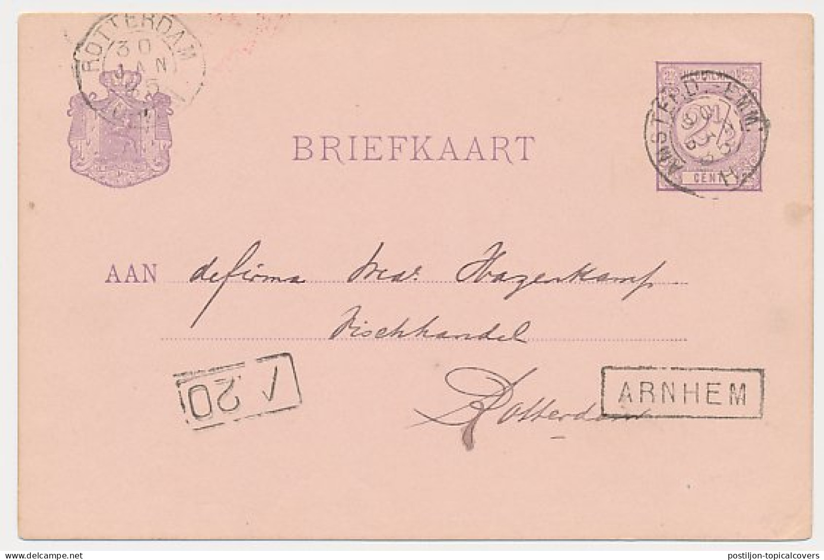 Trein Haltestempel Arnhem 1885 - Storia Postale