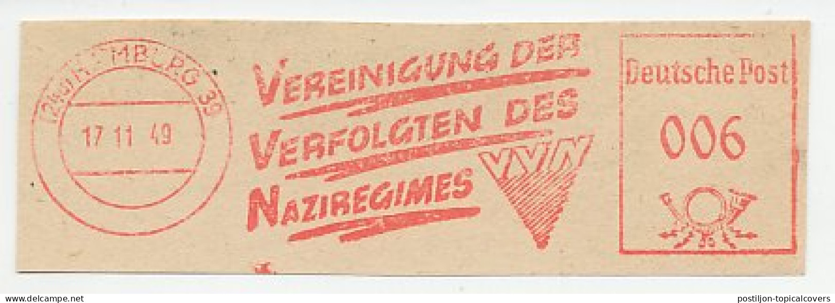 Meter Cut Deutsche Post / Germany 1949 The Association Of Persecutees Of The Nazi Regime - VVN - Non Classés