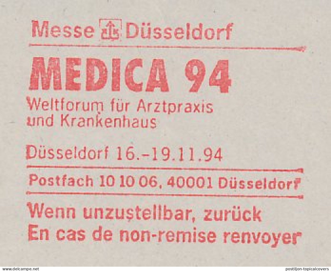 Meter Cut Germany 1994 Medica 94 - World Forum For Medical Practice And Hospital - Otros & Sin Clasificación