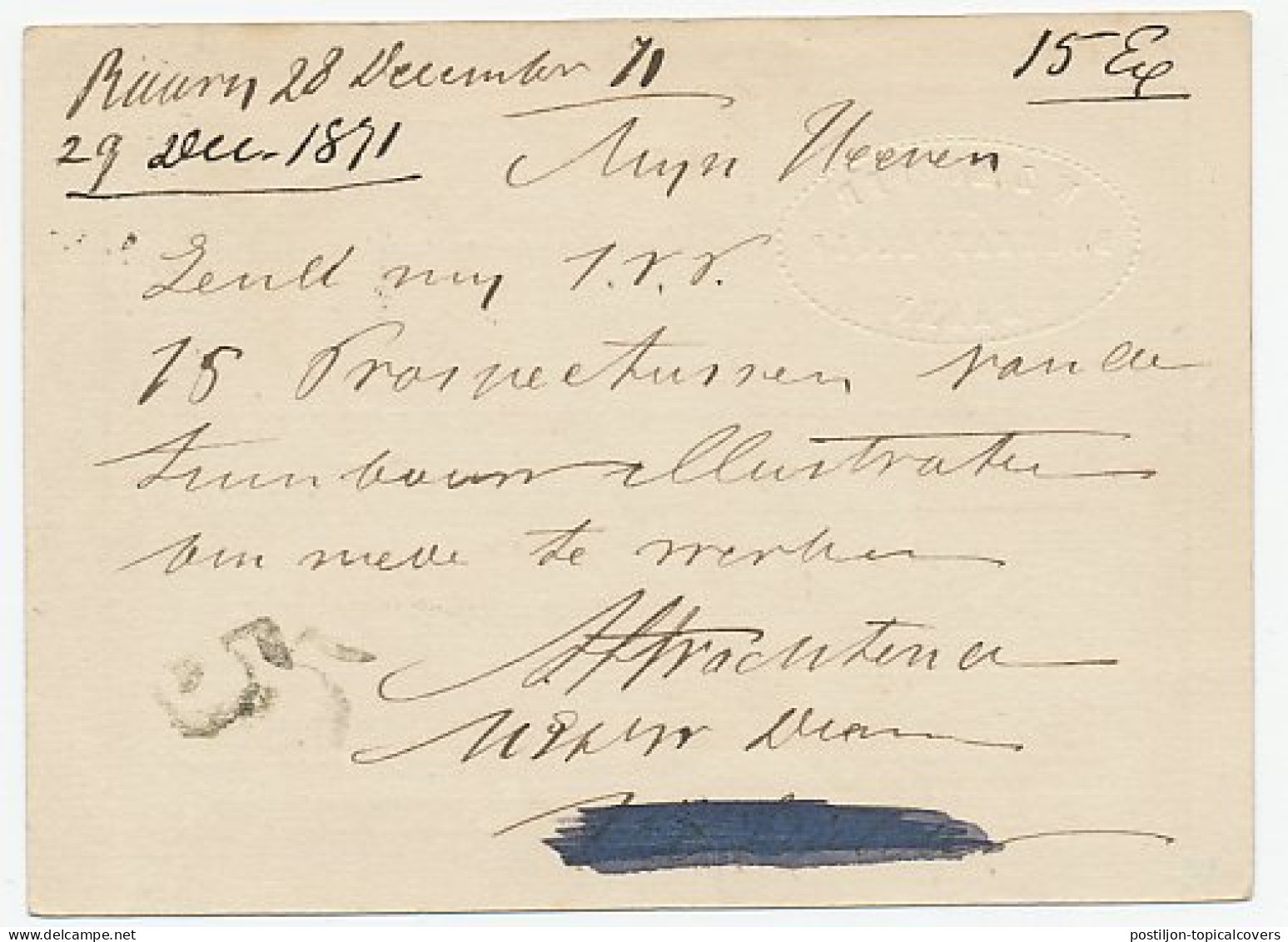 Naamstempel Baarn 1871 - Briefe U. Dokumente