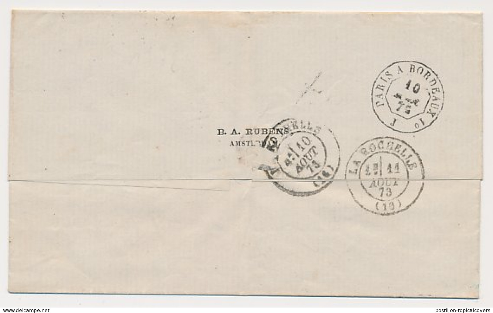 Trein Haltestempel Amsterdam 1873 - Lettres & Documents