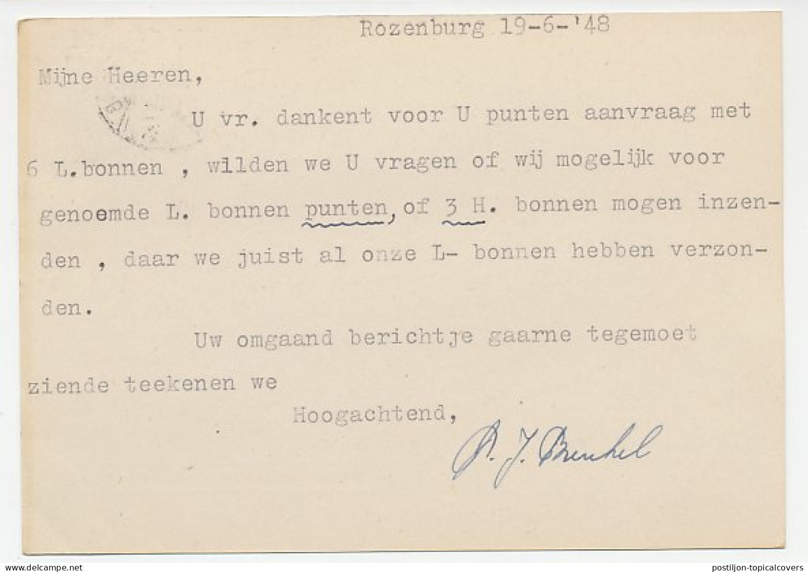 Firma Briefkaart Rozenburg 1948 - Manufacturen / Confectie - Unclassified