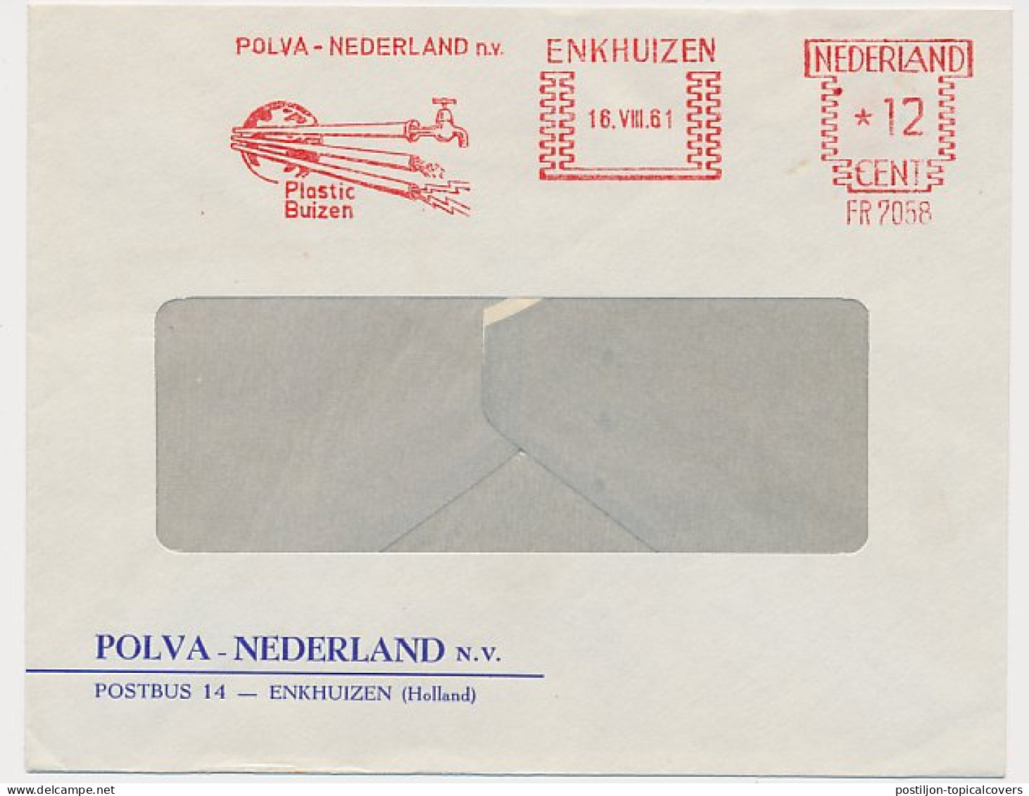 Meter Cover Netherlands 1961 Plastic Pipes - Water - Gas - Electricity - Enkhuizen - Other & Unclassified