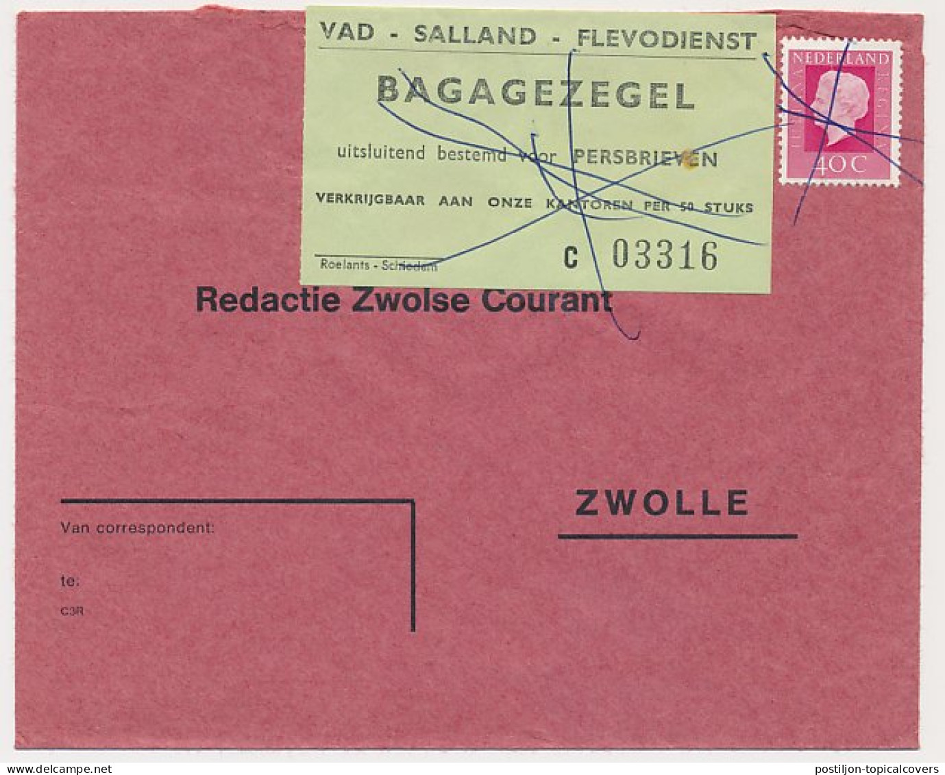Zwolle - VAD Bagagezegel Voor Persbrieven - Unclassified