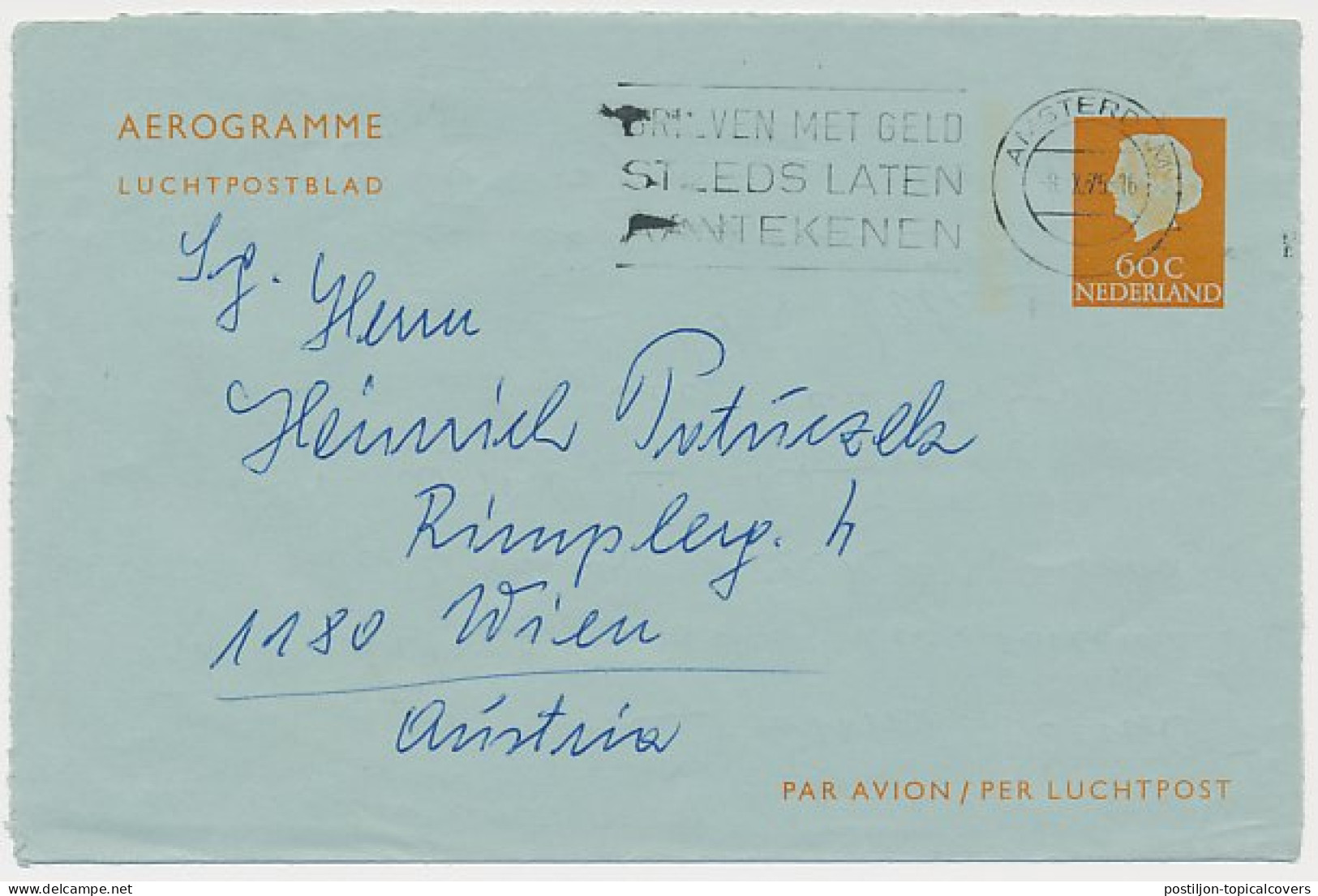 Luchtpostblad G. 24 Amsterdam - Wenen Oostenrijk 1975 - Entiers Postaux