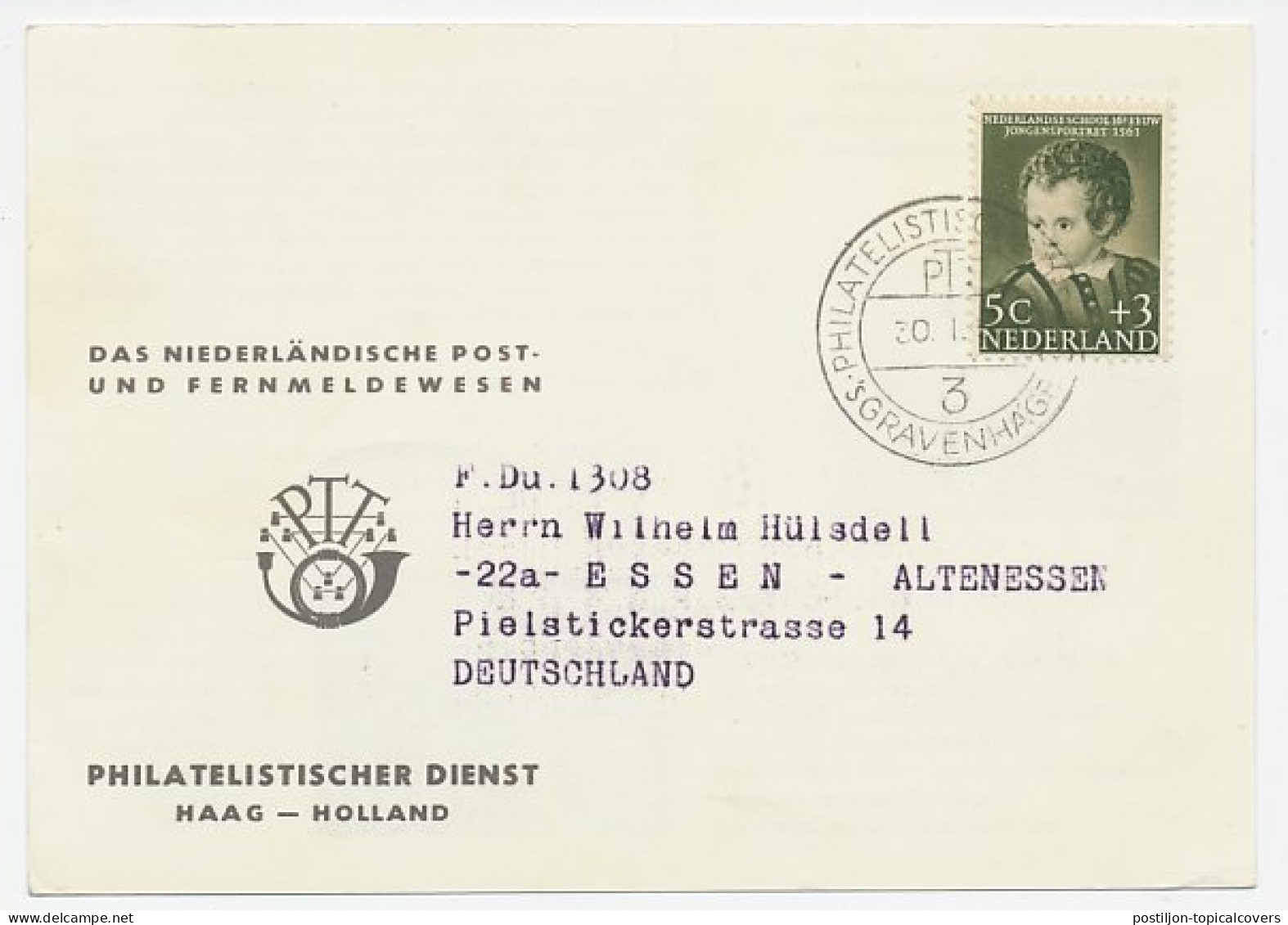 PTT Introductiekaart ( Duits ) Em. Lepra 1956 N.N.G. - Non Classés