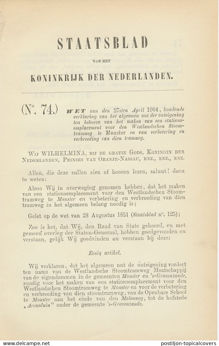 Staatsblad 1904 : Station Monster - Historische Dokumente