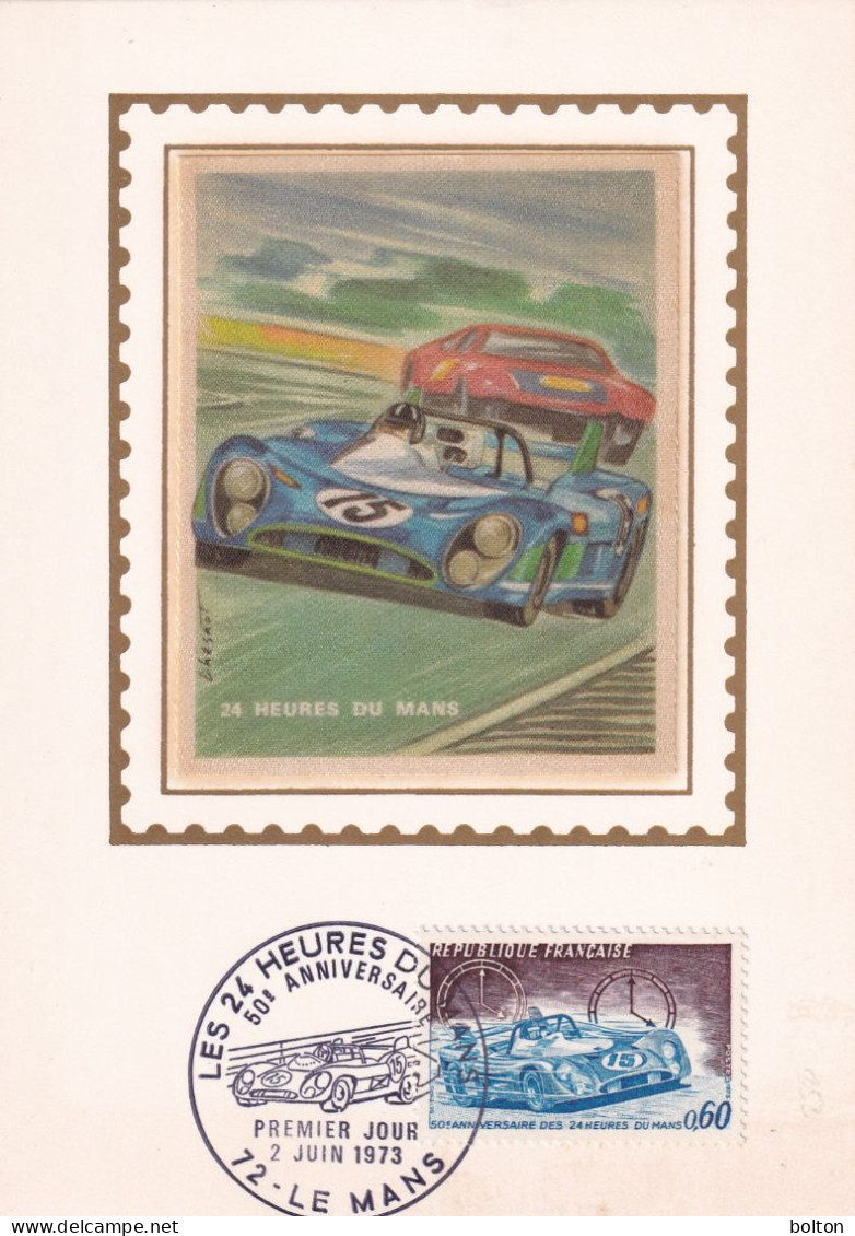 1973  CARTOLINA CON ANNULLO SPECIALE Figurato  E Francobollo Per La 24 ORE DI LE MANS - Cars