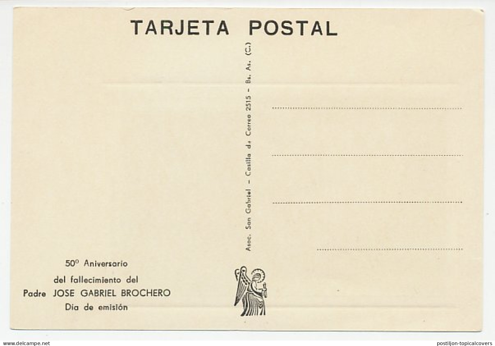 Maximum Card Argentina 1964 Padre Jose Gabriel Brochero - Autres & Non Classés