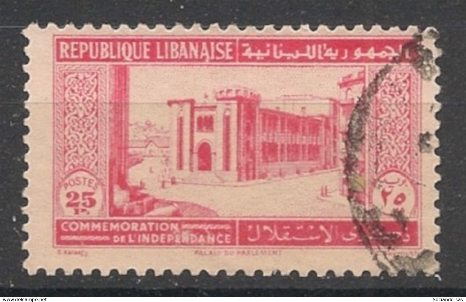 GRAND LIBAN - 1943 - N°YT. 189 - Parlement 25pi Rose - Oblitéré / Used - Gebraucht