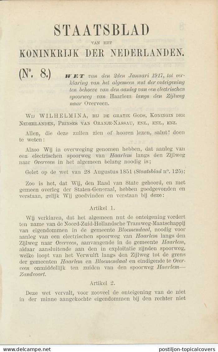 Staatsblad 1917 : Spoorlijn Haarlem - Overveen - Historische Documenten