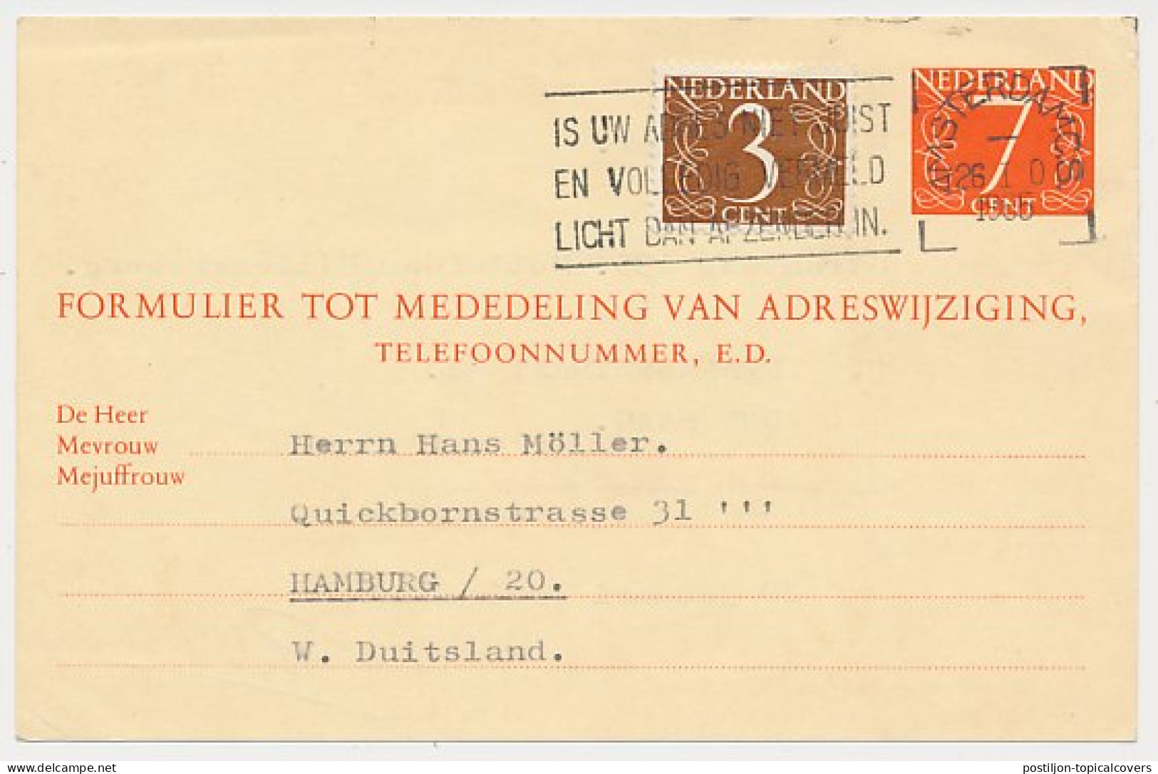 Verhuiskaart G. 30 Amsterdam - Duitsland 1965 - Buitenland - Ganzsachen