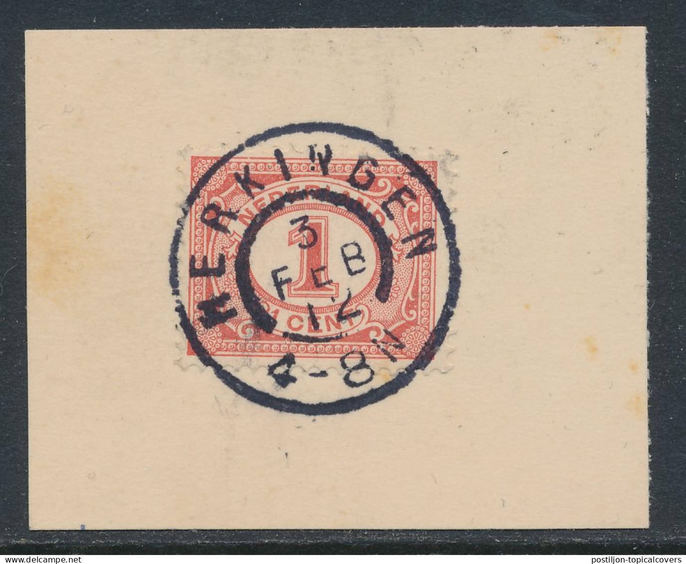 Grootrondstempel Herkingen 1912 - Postal History