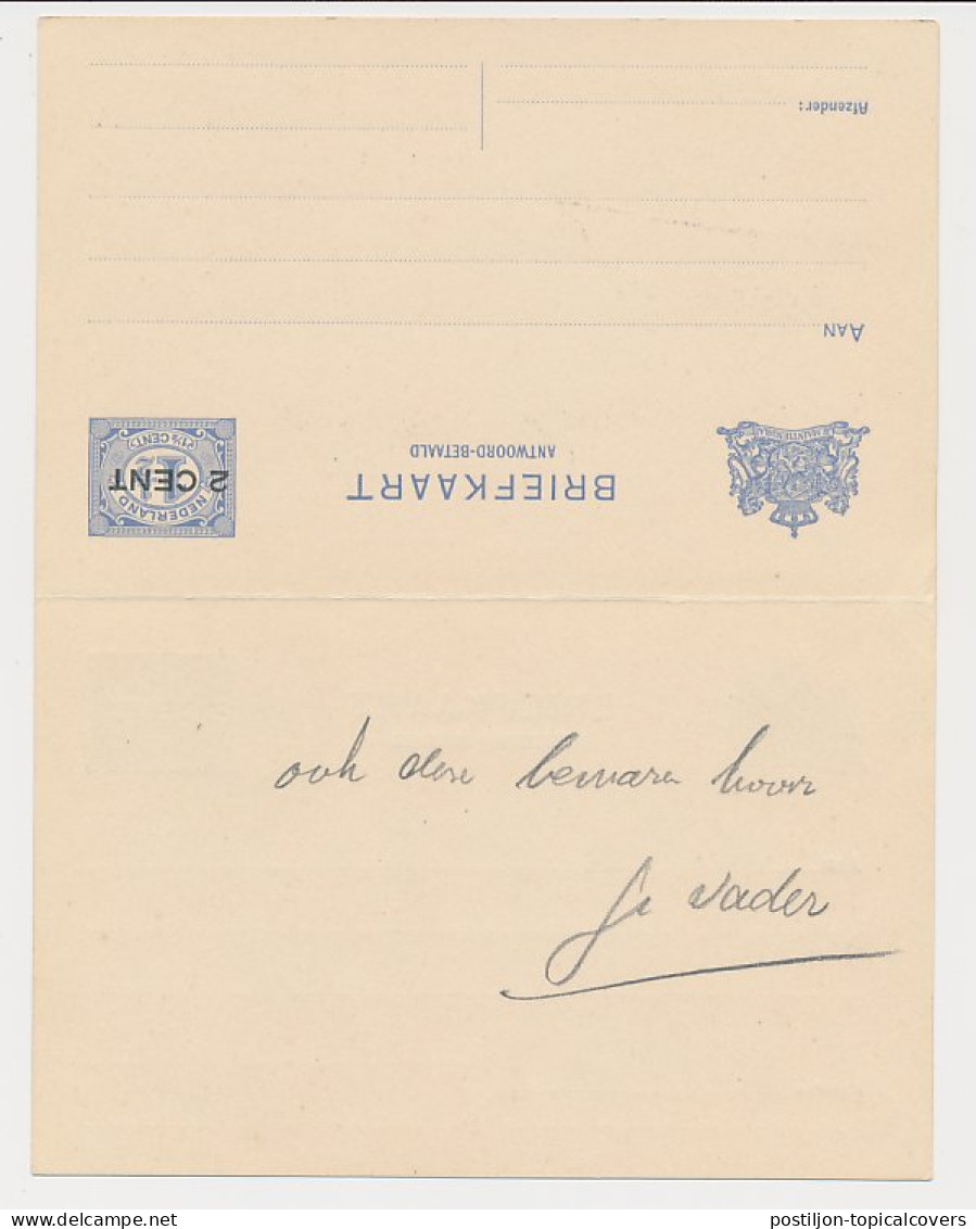 Briefkaart G. 93 II Breda - Sliedrecht 1918 - Entiers Postaux