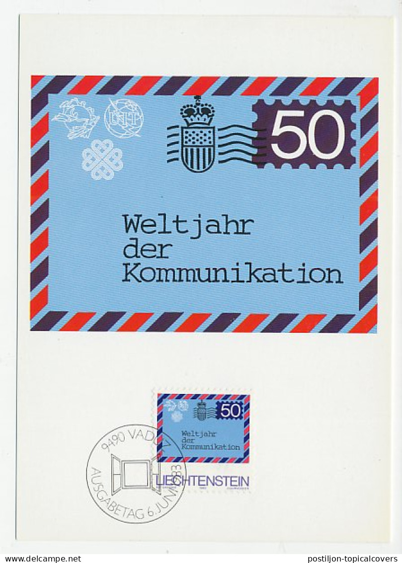 Maximum Card Liechtenstein 1983 World Year Of Communication - Télécom