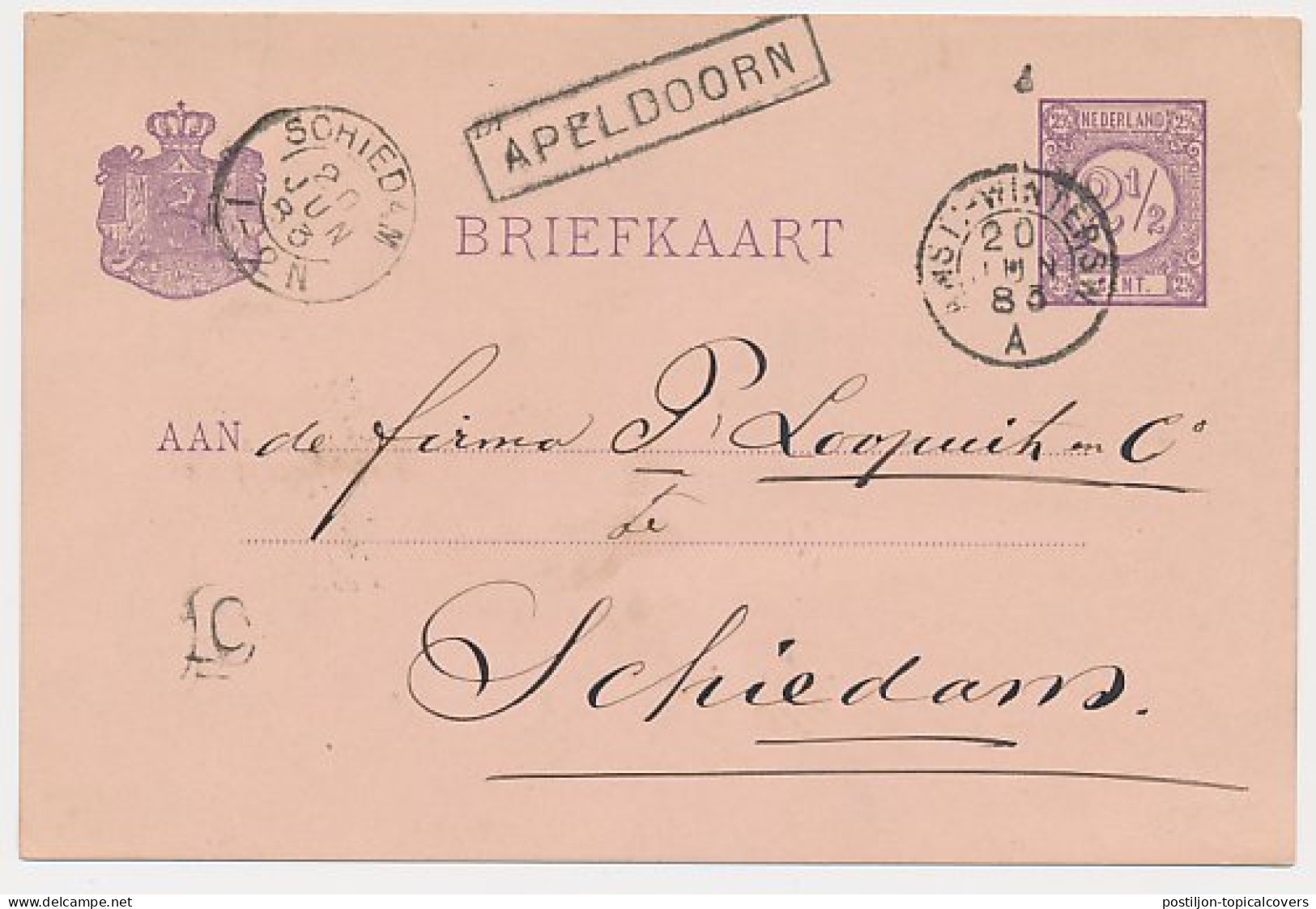 Zutphen - Trein Haltestempel Apeldoorn 1883 - Covers & Documents