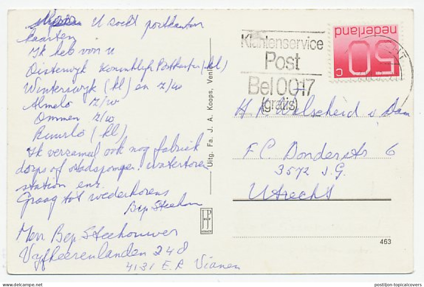 Prentbriefkaart Postkantoor Venlo - Autres & Non Classés