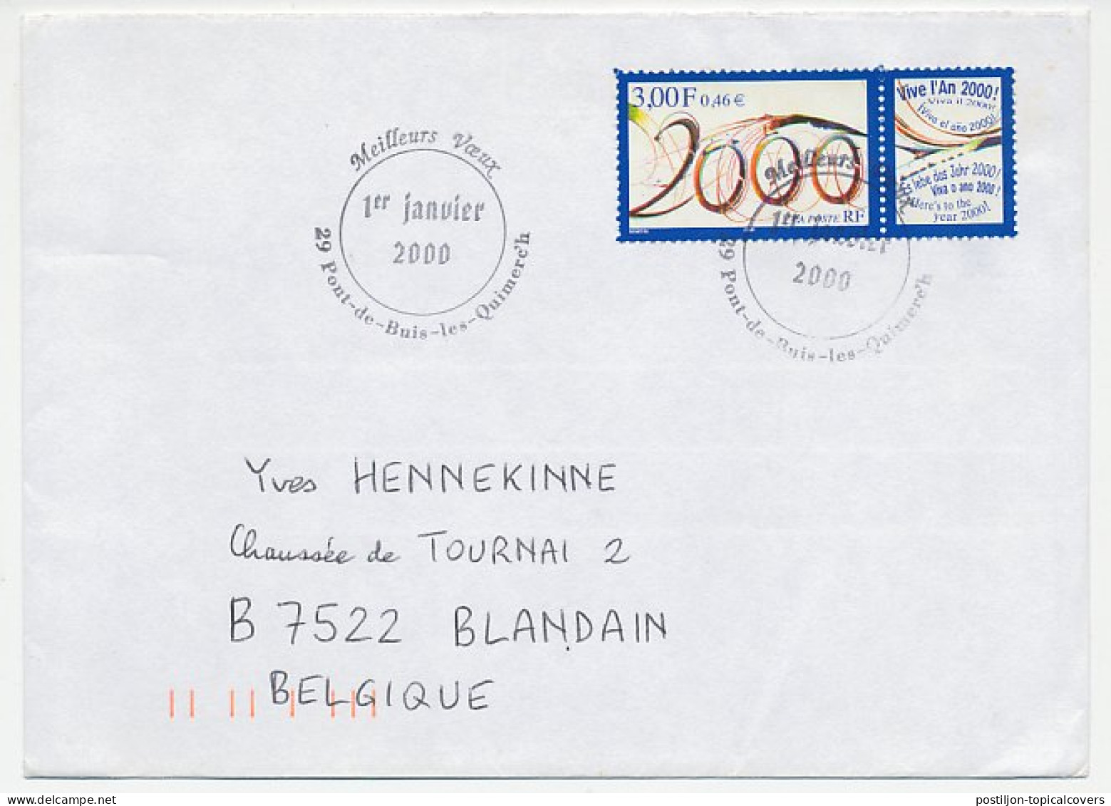 Cover / Postmark France 2000 New Year - Best Wishes - Noël