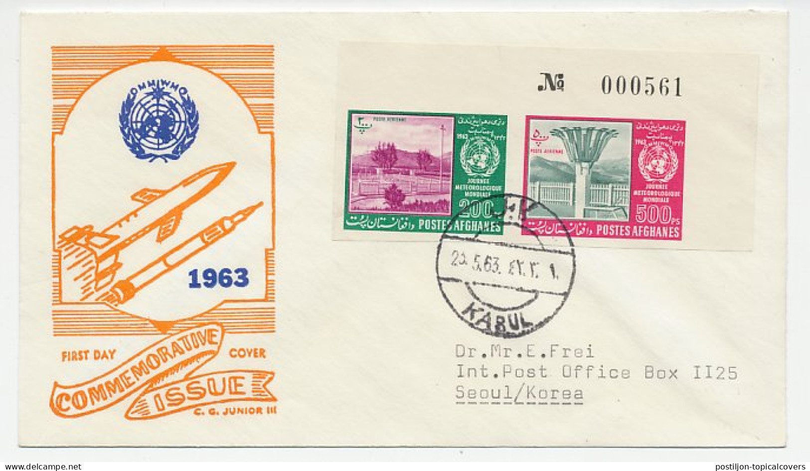 Cover Afghanistan 1963 World Day Of Meteorology - Sterrenkunde