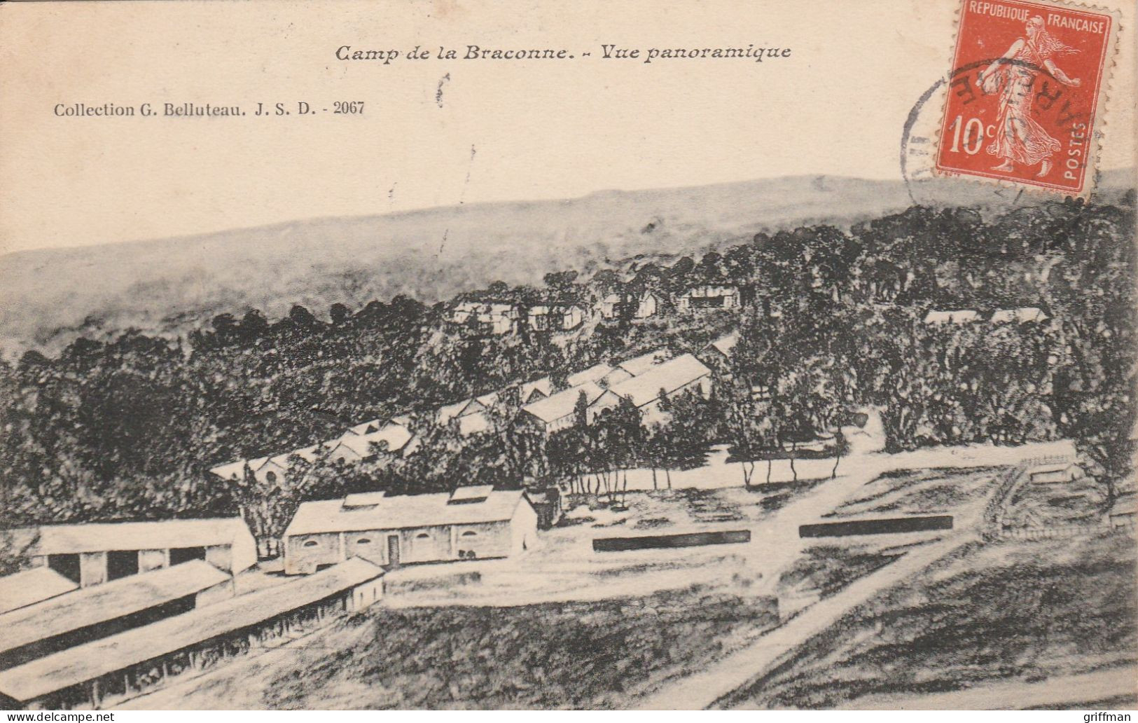 CAMP DE LA BRACONNE VUE GENERALE PANORAMIQUE 1913 TBE - Mansle