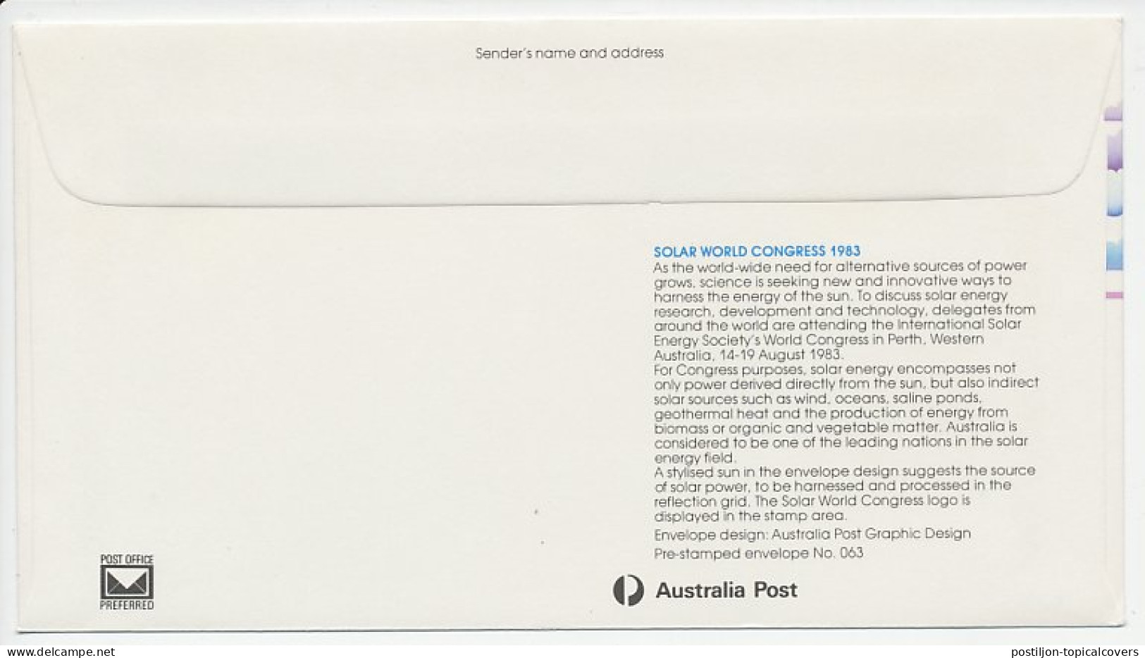 Postal Stationery Australia 1983 Solar World Congress - Sun - Climat & Météorologie