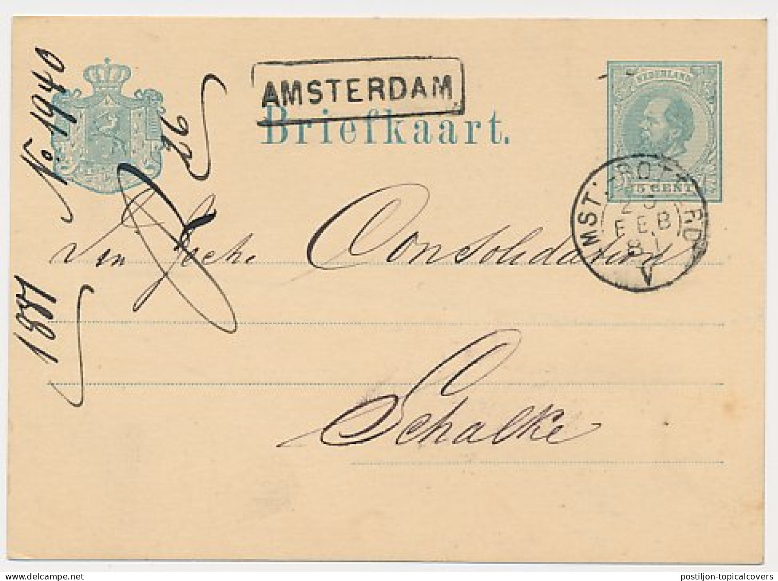 Trein Haltestempel Amsterdam 1881 - Briefe U. Dokumente