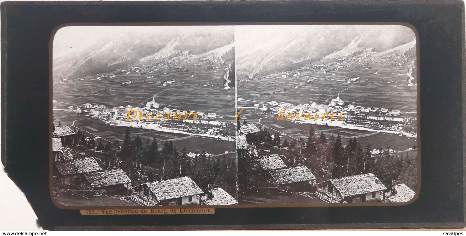 Très Rare 1856 * Chamonix Avant La Chapelle Anglaise Et Le Futur « Chemin Loppé » * Plaque Verre Stéréoscopique - Stereoscopic