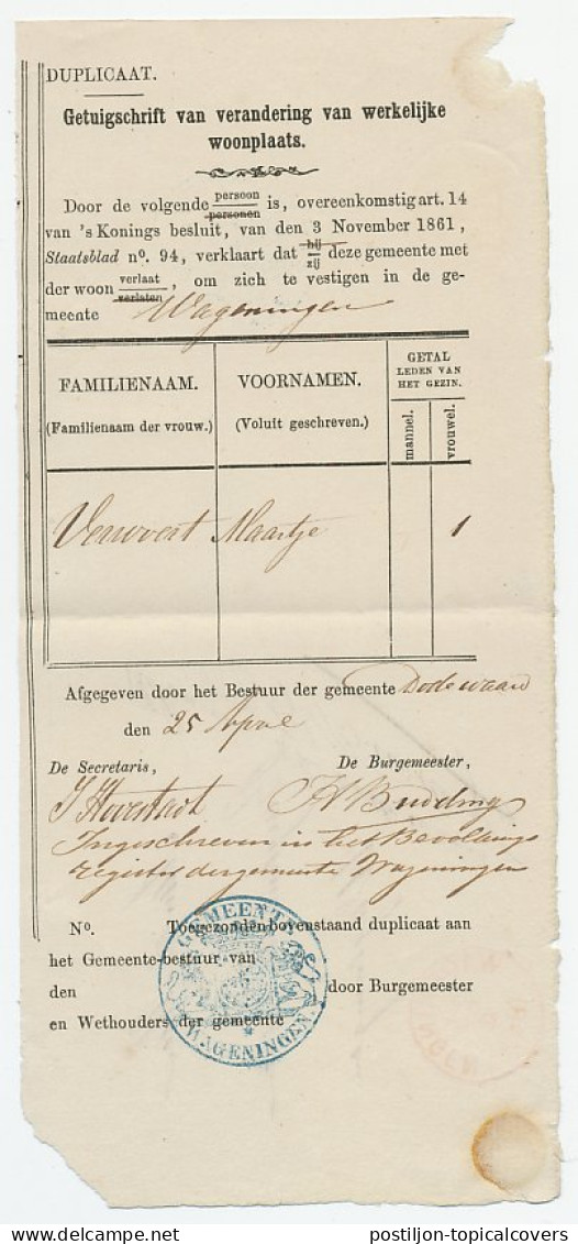 Dodewaard - Wageningen 1867 - ...-1852 Prephilately