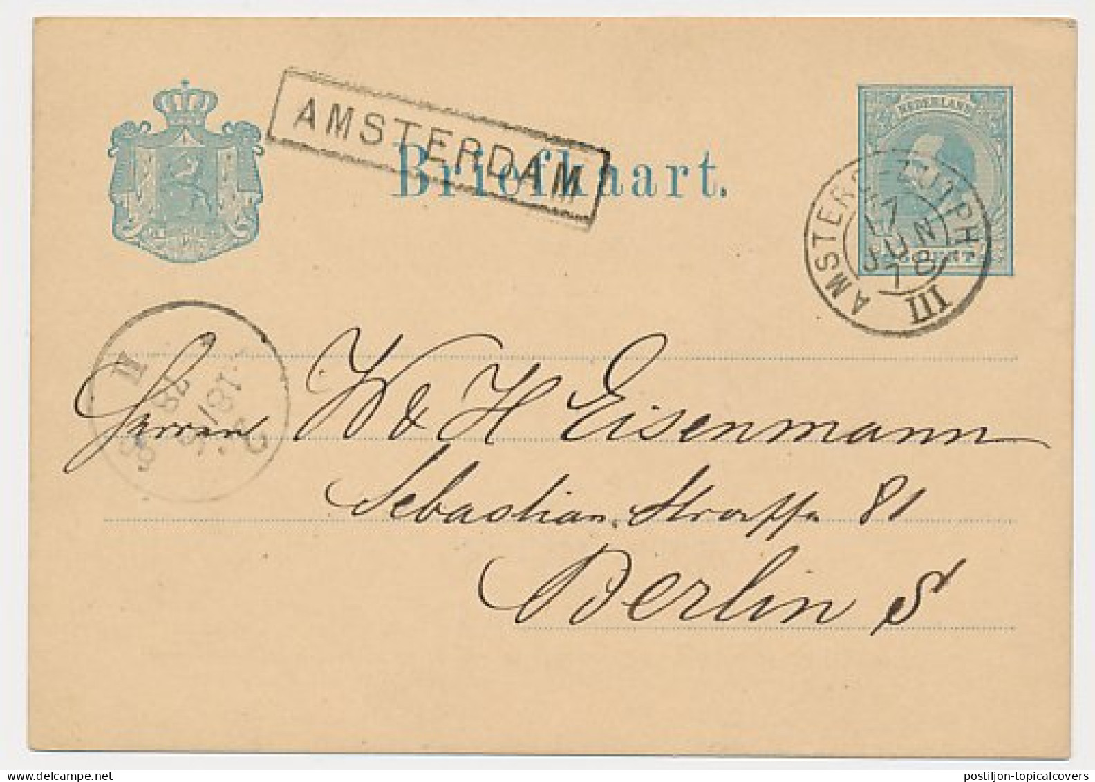 Trein Haltestempel Amsterdam 1878 - Lettres & Documents